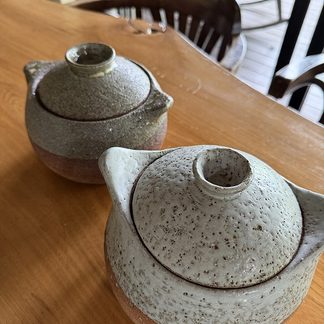 みかん、くり・けやき釉薬　2人用　土鍋　【作者：北川魚彦】